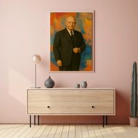 Confident Man in Suit: Abstract Artistic or Pop Culture Poster