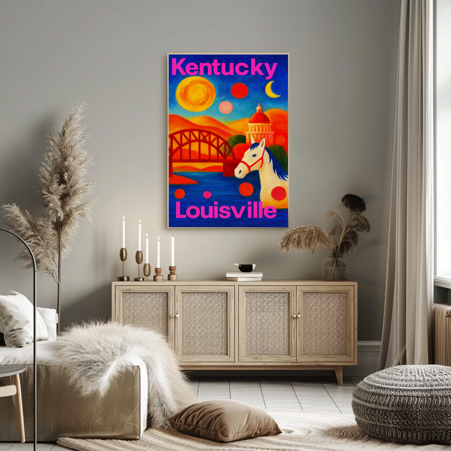 Kansas City Missouri Riverfront Sunset Cityscape Travel Poster