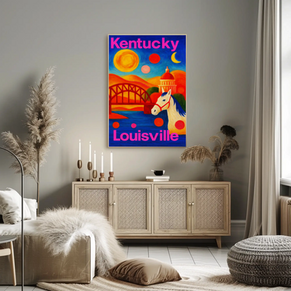 Kansas City Missouri Riverfront Sunset Cityscape Travel Poster