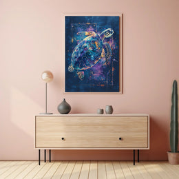 Cosmic Sea Turtle Art Print Poster Decor PosterGoat