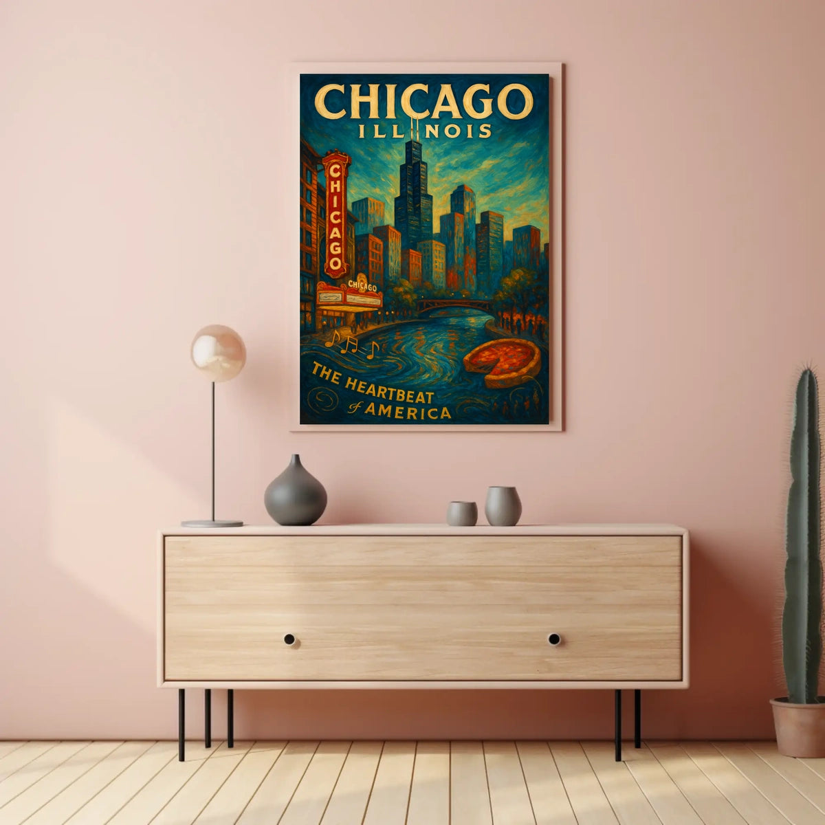 Chicago Poster The Heartbeat Of America For City Lovers