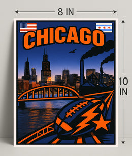 Chicago Skyline and Symbols Poster PosterGoat