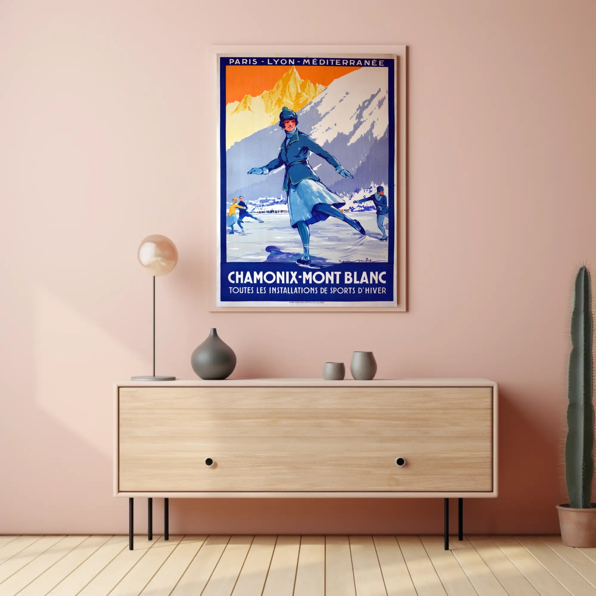 Chamonix-Mont Blanc Vintage Winter Sports Travel Poster PosterGoat