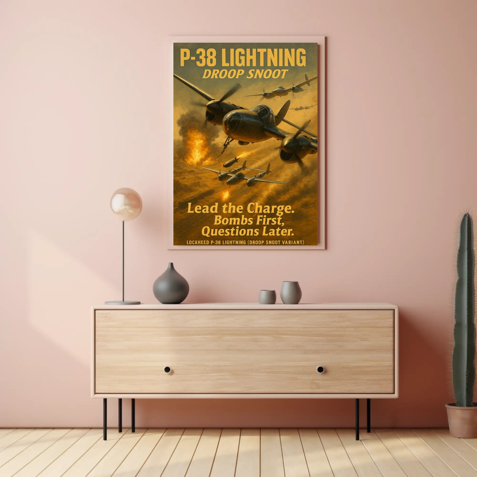 Lockheed P-38 Lightning Droop Snoot WWII Poster
