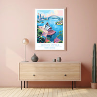 Sydney Opera House and Harbour Bridge Vintage Travel Poster