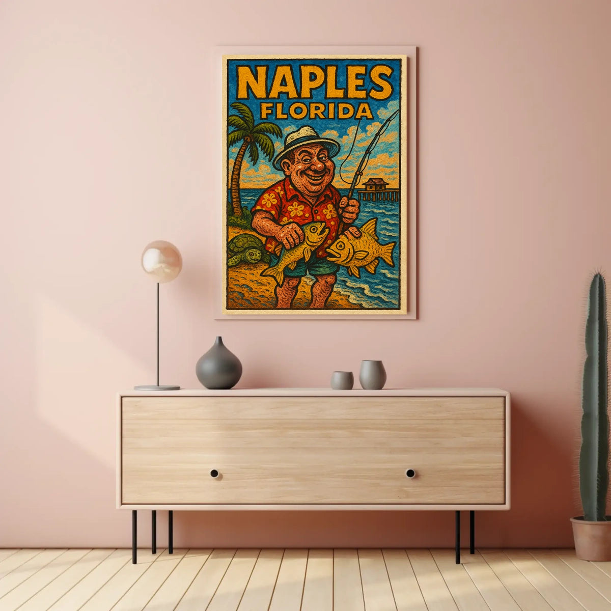Naples Florida Fishing Paradise Poster Wall Art Decor