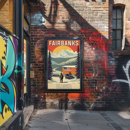 Fairbanks Alaska Scenic Wall Art Print Vintage Travel Poster