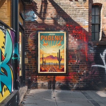 Phoenix Arizona Vintage Travel Poster Artwork