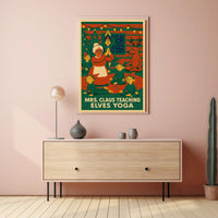 Mrs. Claus Teaching Elves Yoga Poster