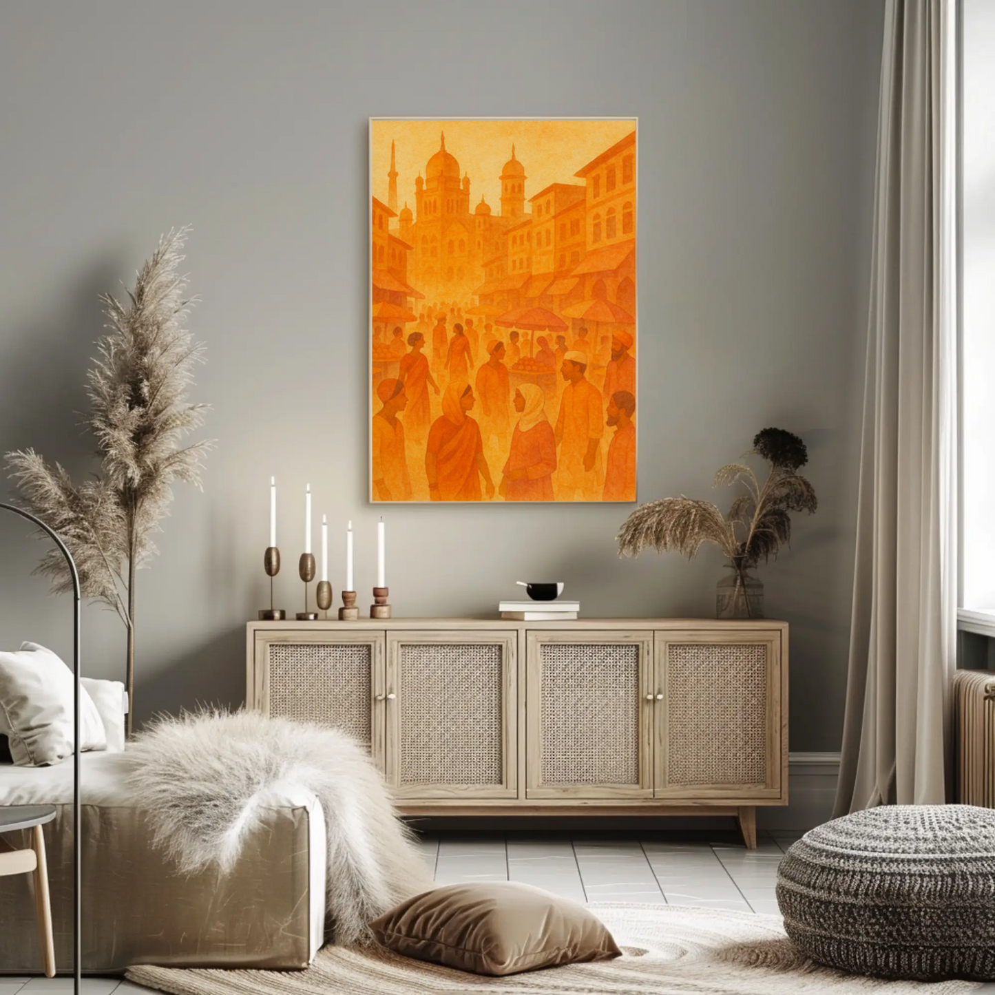 Golden Bazaar Street Scene Travel Poster
