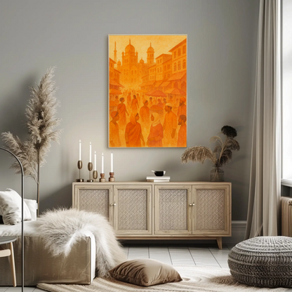 Golden Bazaar Street Scene Travel Poster