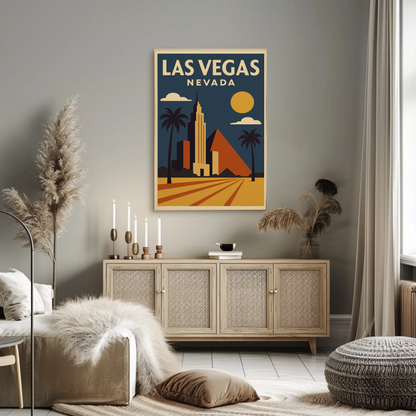 Las Vegas Nevada Geometric Retro Buildings Art Poster