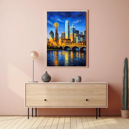 Illuminated Cityscape at Dusk Poster PosterGoat