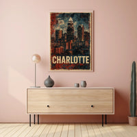 Charlotte Skyline Vintage Urban Retro Collectors Poster