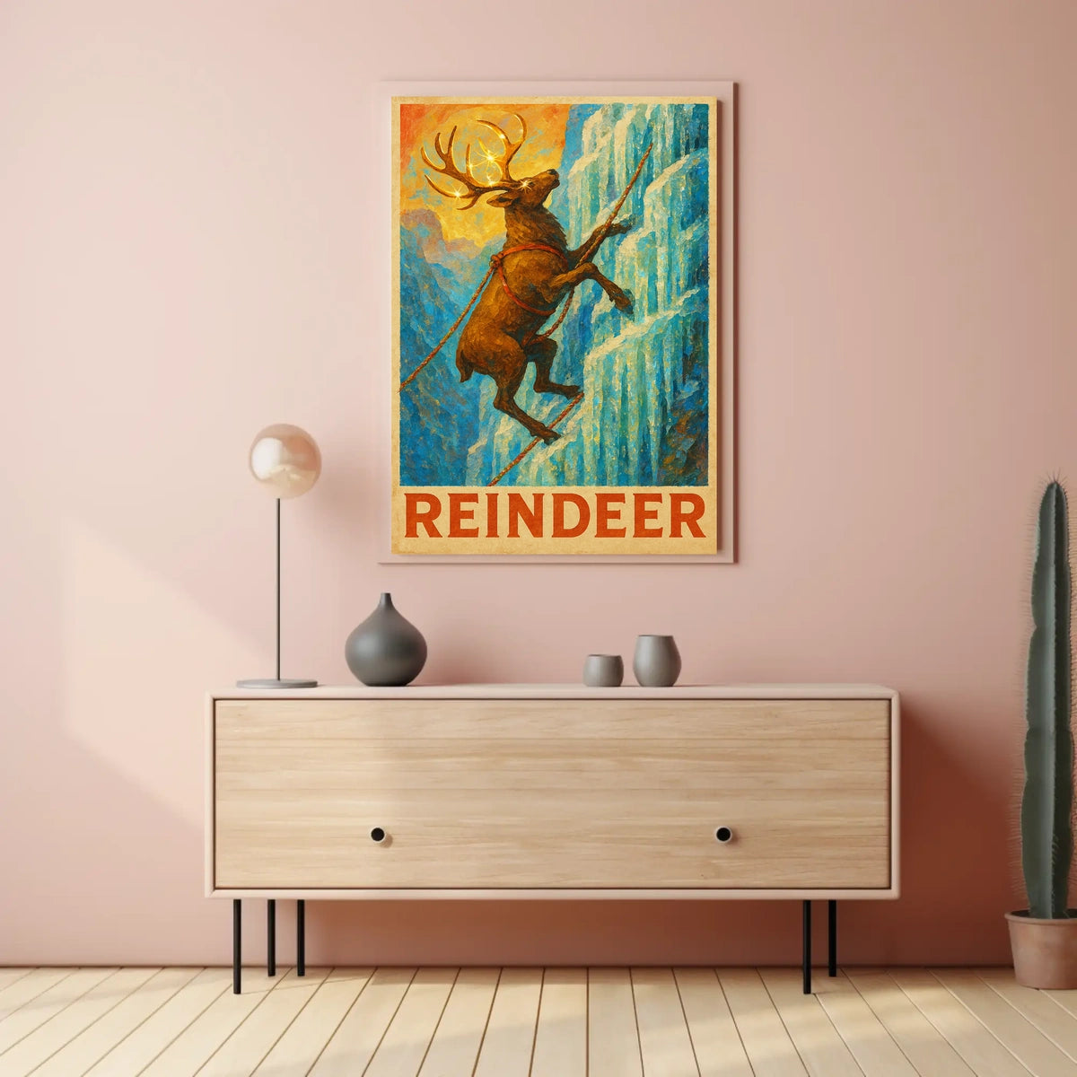 Reindeer Climbing Adventure Fantasy or Mythology Poster