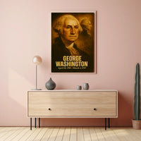George Washington Vintage Analog Film Aesthetic Poster Presidential Portrait Wall Art Historical Founding Father Print