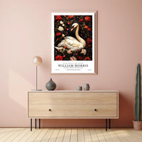 Swan and Floral Elegance, Arts and Crafts Poster