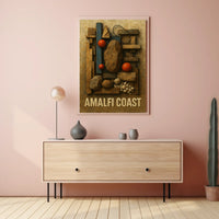 Amalfi Coast Art Poster Scenic Cliffside Decor 18x24