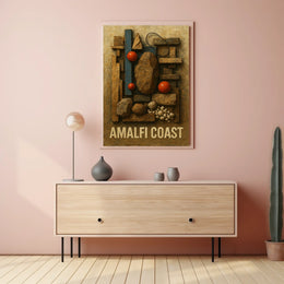 Amalfi Coast Art Poster Scenic Cliffside Decor 18x24