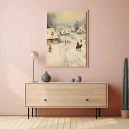 Winter Village Scene Poster