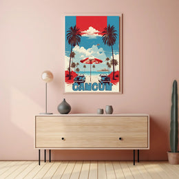 Cancún Beach Vintage Travel Poster
