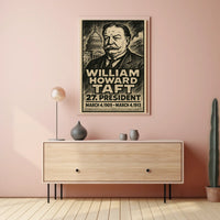 William Howard Taft 27th President of the United States B & W Comic Sketch Poster