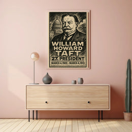 William Howard Taft 27th President of the United States B & W Comic Sketch Poster