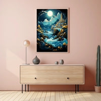 Mystical Moonlit Landscape Fantasy Art Poster
