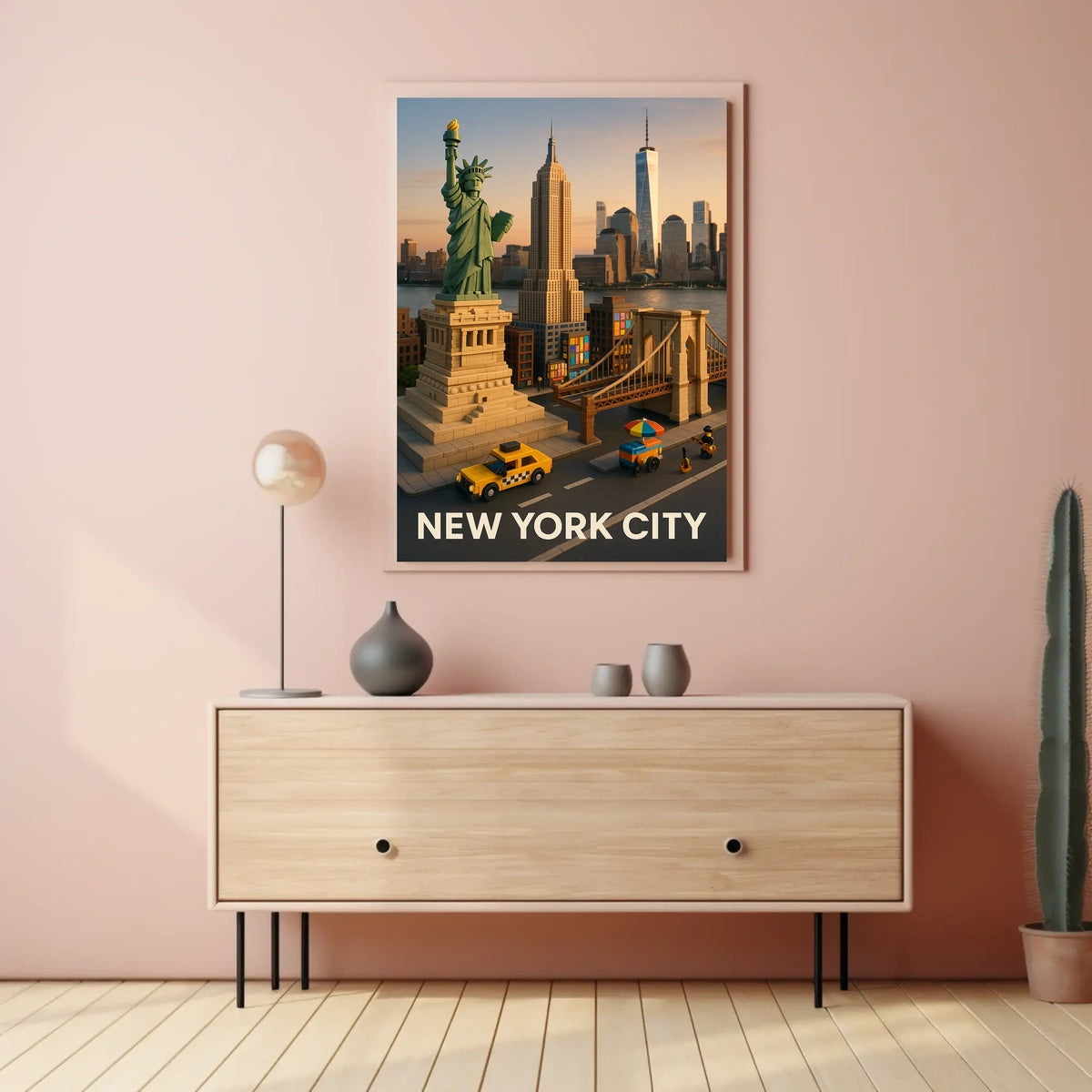 New York City Block Style Poster Abstract Wall Art