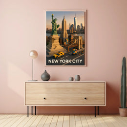 New York City Block Style Poster Abstract Wall Art