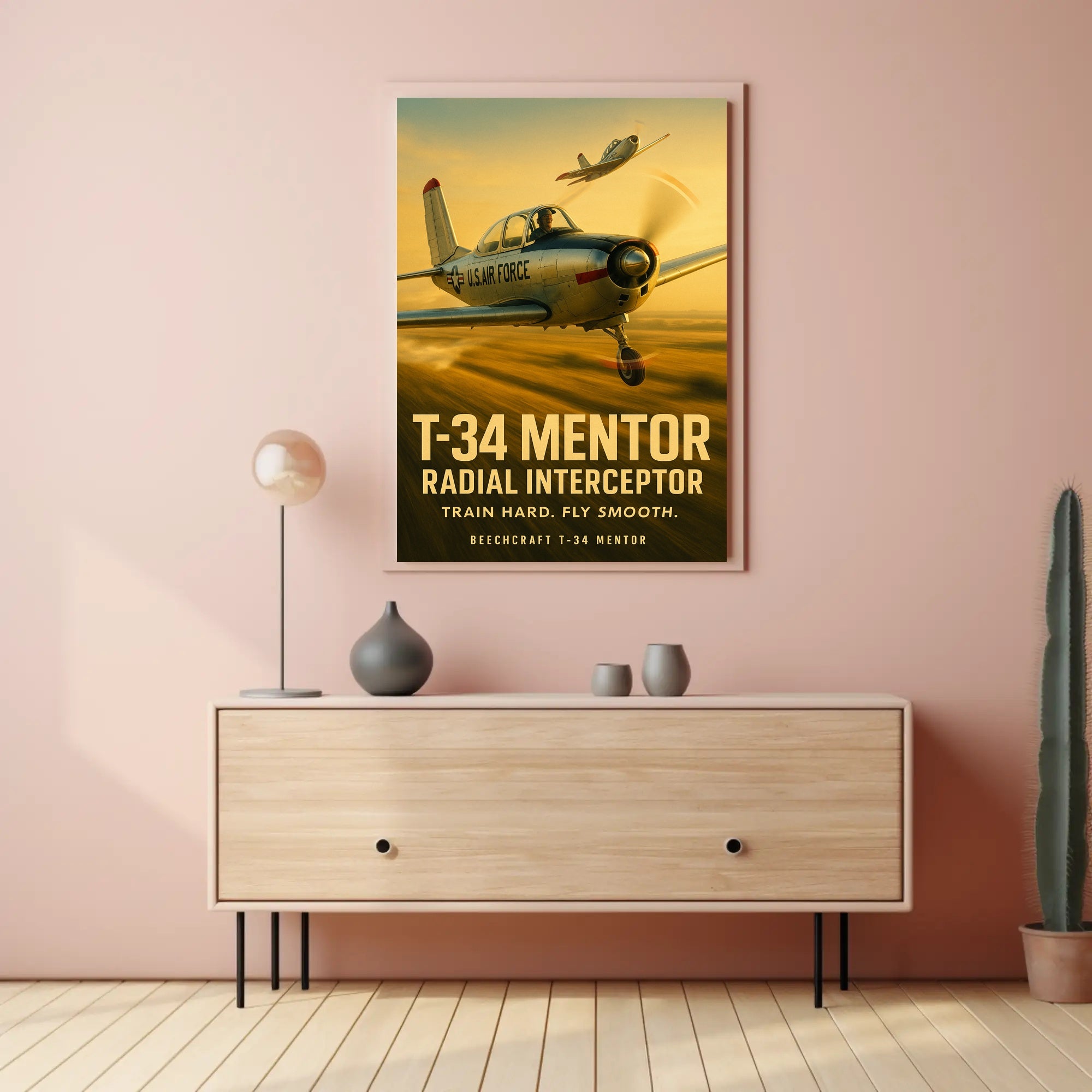 Beechcraft T-34 Mentor Mid-Century Military Poster