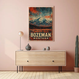 Wanderlust Bozeman Montana Mountain Town Watercolor Scenic Museum Quality Poster