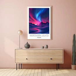 Northern Lights Finland Travel Poster