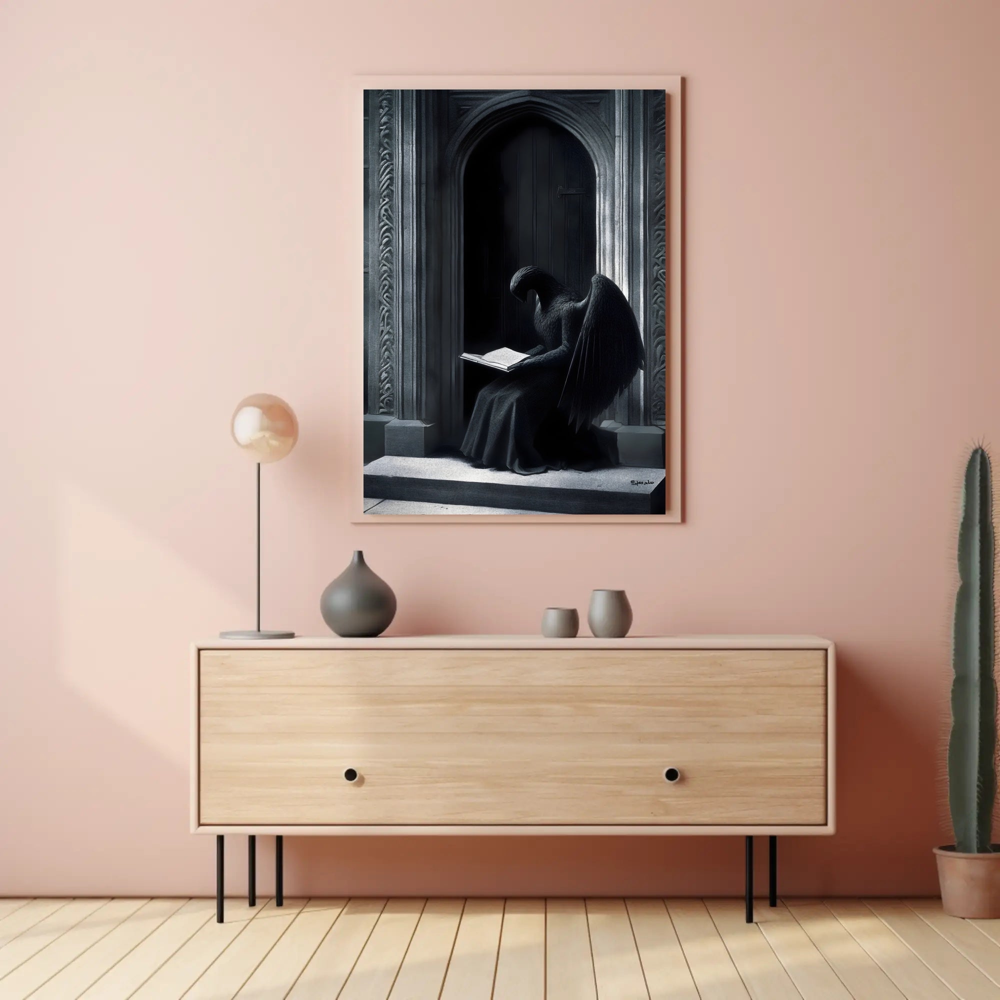 Enigmatic Angelic Creature in Gothic Fantasy Poster PosterGoat