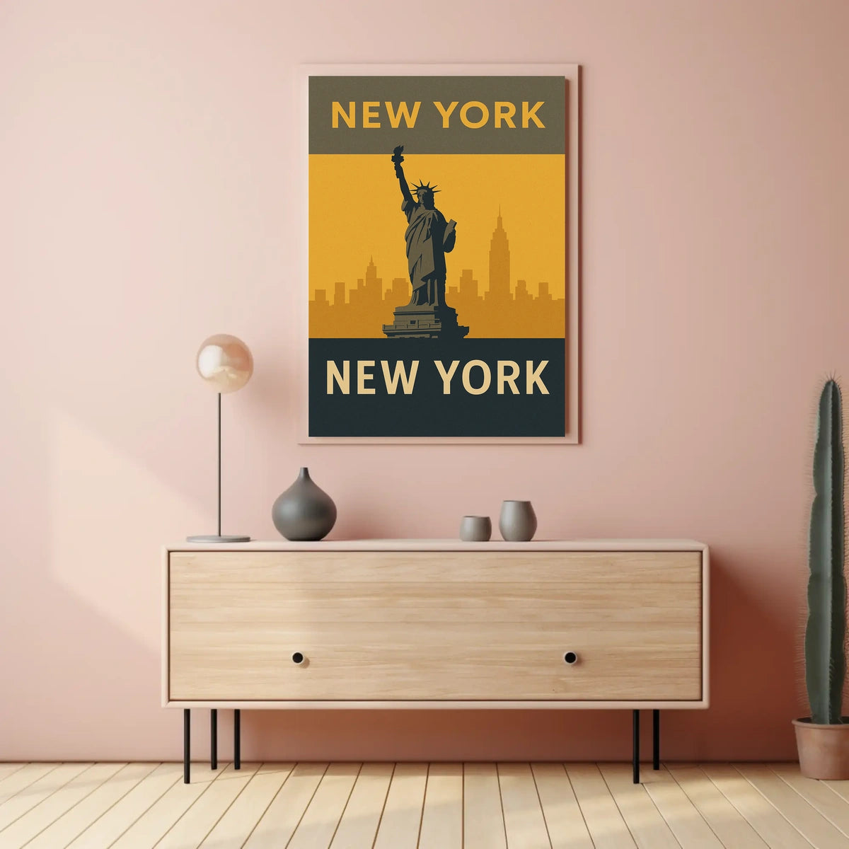 New York City Skyline Icon Poster Vintage Wall Art