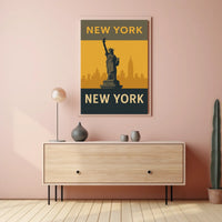 New York City Skyline Icon Poster Vintage Wall Art