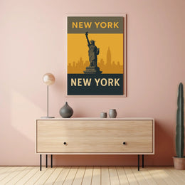 New York City Skyline Icon Poster Vintage Wall Art