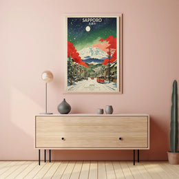Sapporo Winter Wonderland Vintage Travel Poster