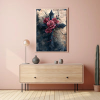 Gothic Cross With Roses Design Poster