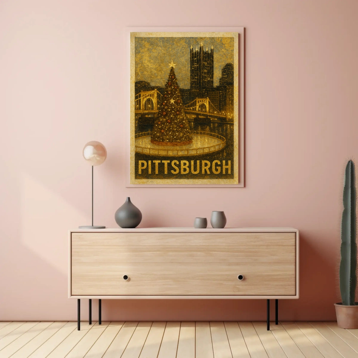 Pittsburgh Holiday Scene Poster