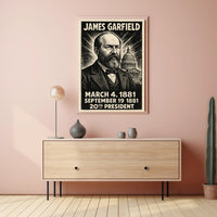 James A. Garfield 20th President of the United States B & W Comic Sketch Poster
