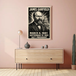 James A. Garfield 20th President of the United States B & W Comic Sketch Poster