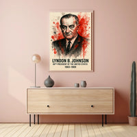 Lyndon B. Johnson Watercolor Presidential Historical or Presidential Poster