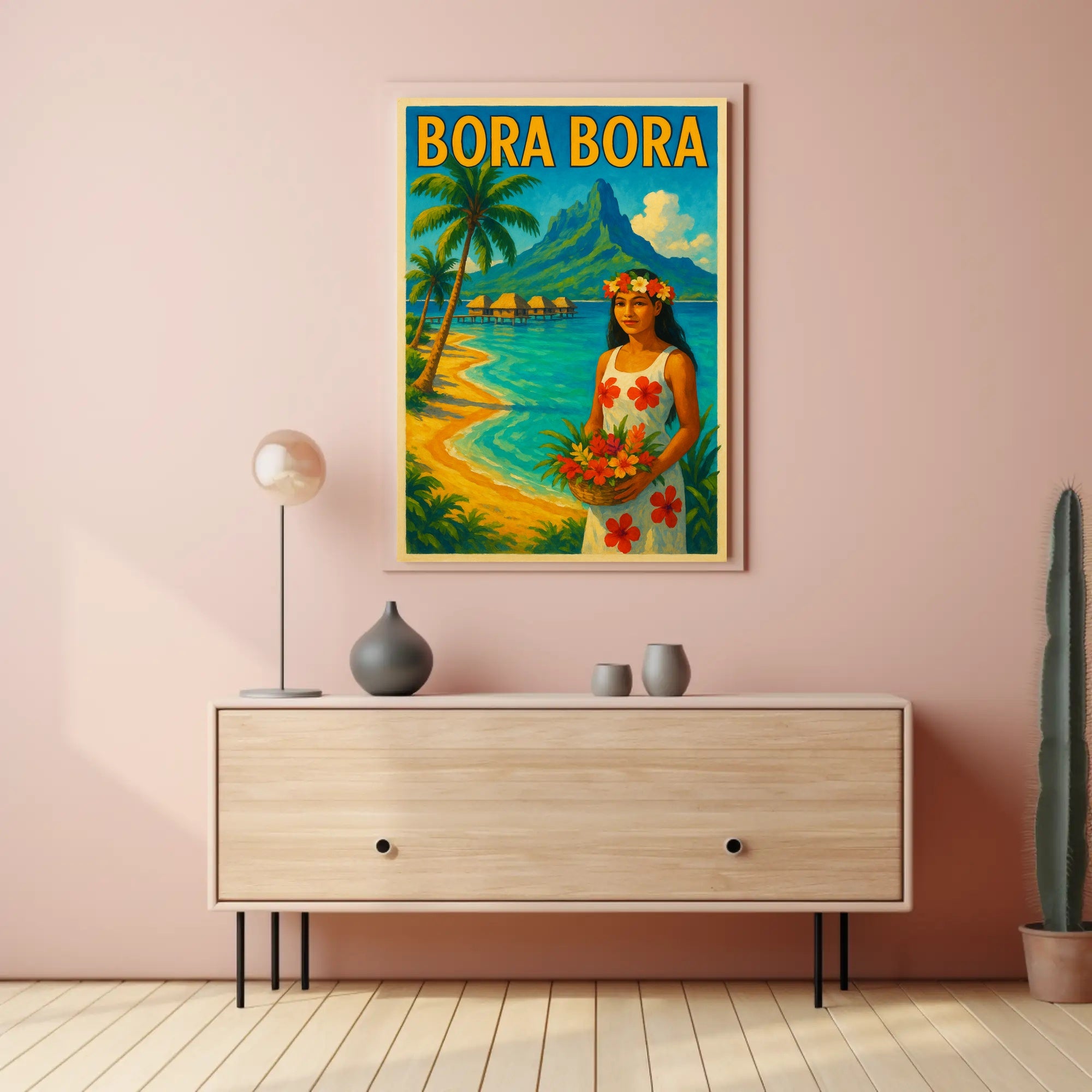 Tropical Vintage Bora Bora Travel Poster PosterGoat