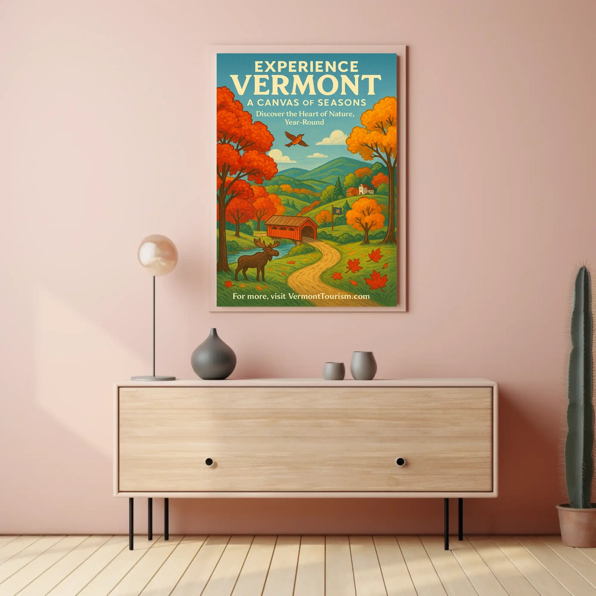 Vermont Scenery Nature Autumn Illustration Poster