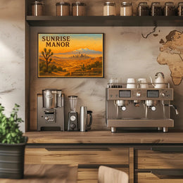 Sunrise Manor Scenic Illustration Poster