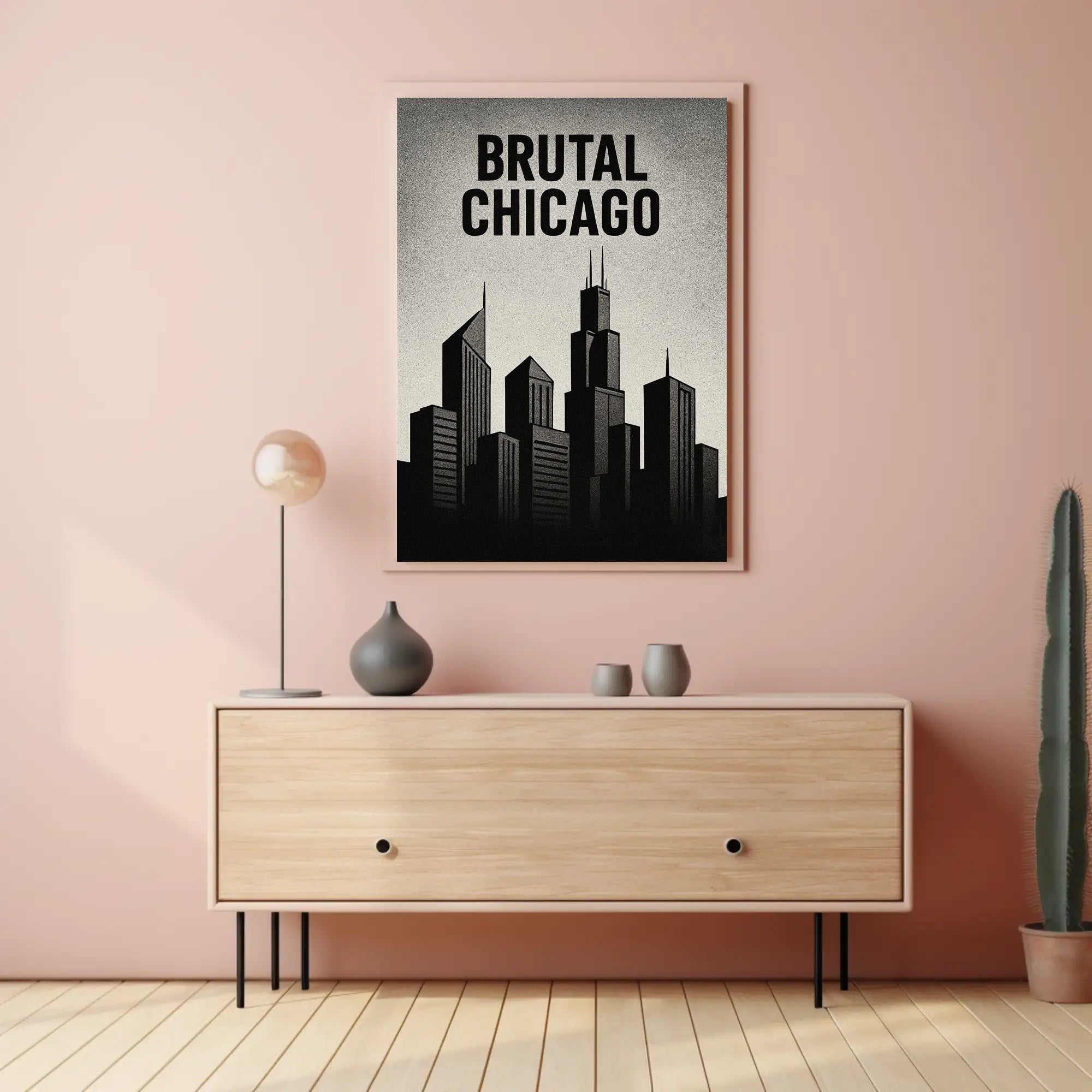 Bold Black-and-White Chicago Skyline Urban or Cityscape Poster