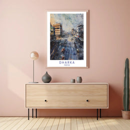 Urban Street Scene Watercolor Poster in Cityscape Category PosterGoat