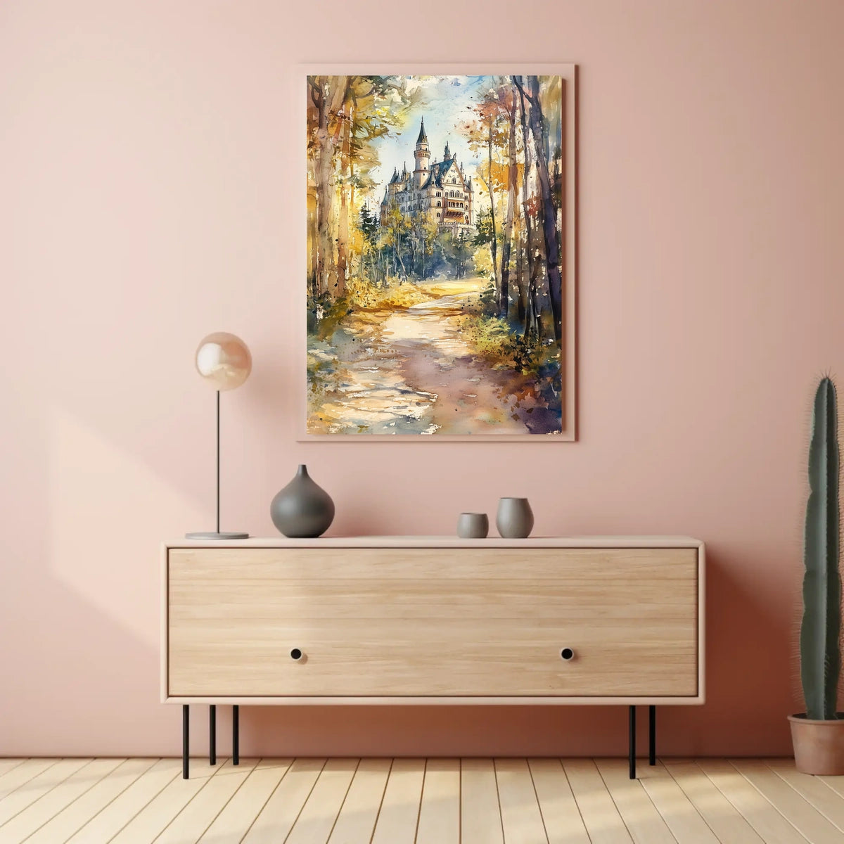 Germany Neuschwanstein Castle View from Forest Path Poster