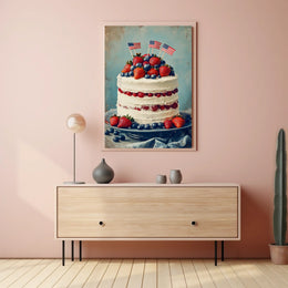patriotic cake with white icing Poster